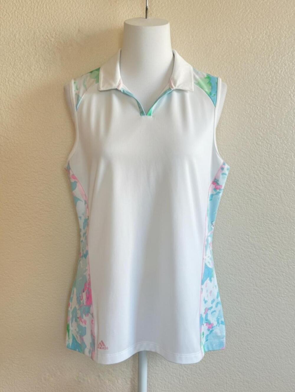 Adidas printed back polo sports top